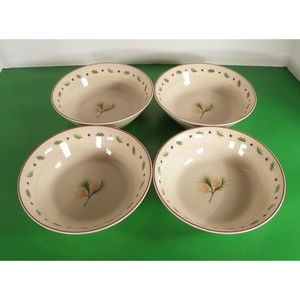 Merry‎ Brite Cereal Soup Bowl (s) LOT OF 4 Pinecone and Holly MBT1